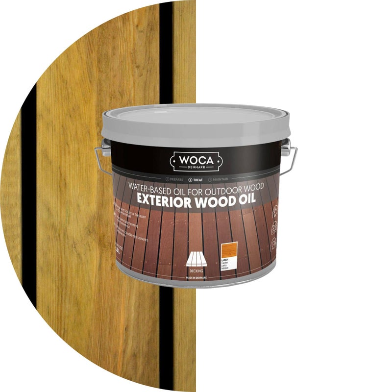 WOCA Denmark - Exterior Wood Oil - Water Based Penetrating Stain for Outdoor Wood Decks, Fences, Siding and Furniture - 2.5L - Natural - Image 1